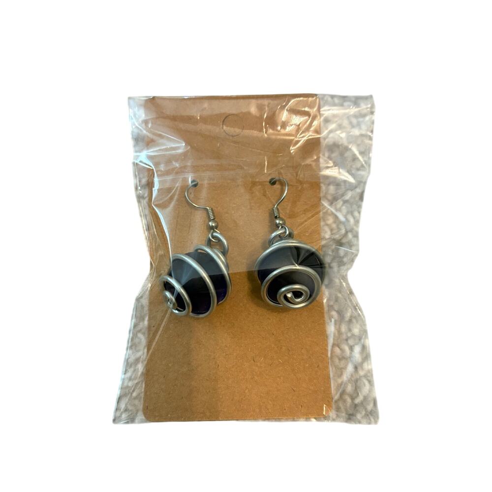Miracle Pearl Earrings Silver Spiral Eclectic Hippie Women's O/S Retro Boho